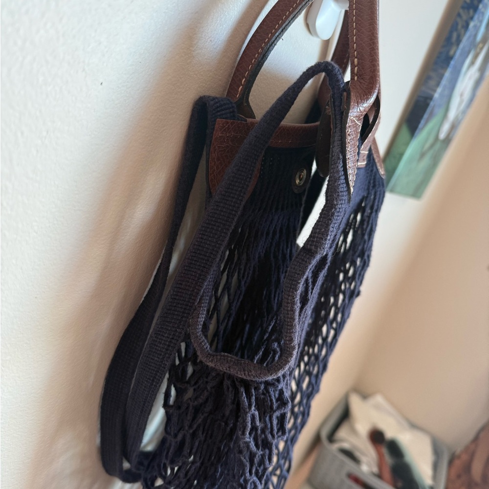 Longchamp Le Pliage Filet Large Mesh Bag in Navy - Picture 6 of 8